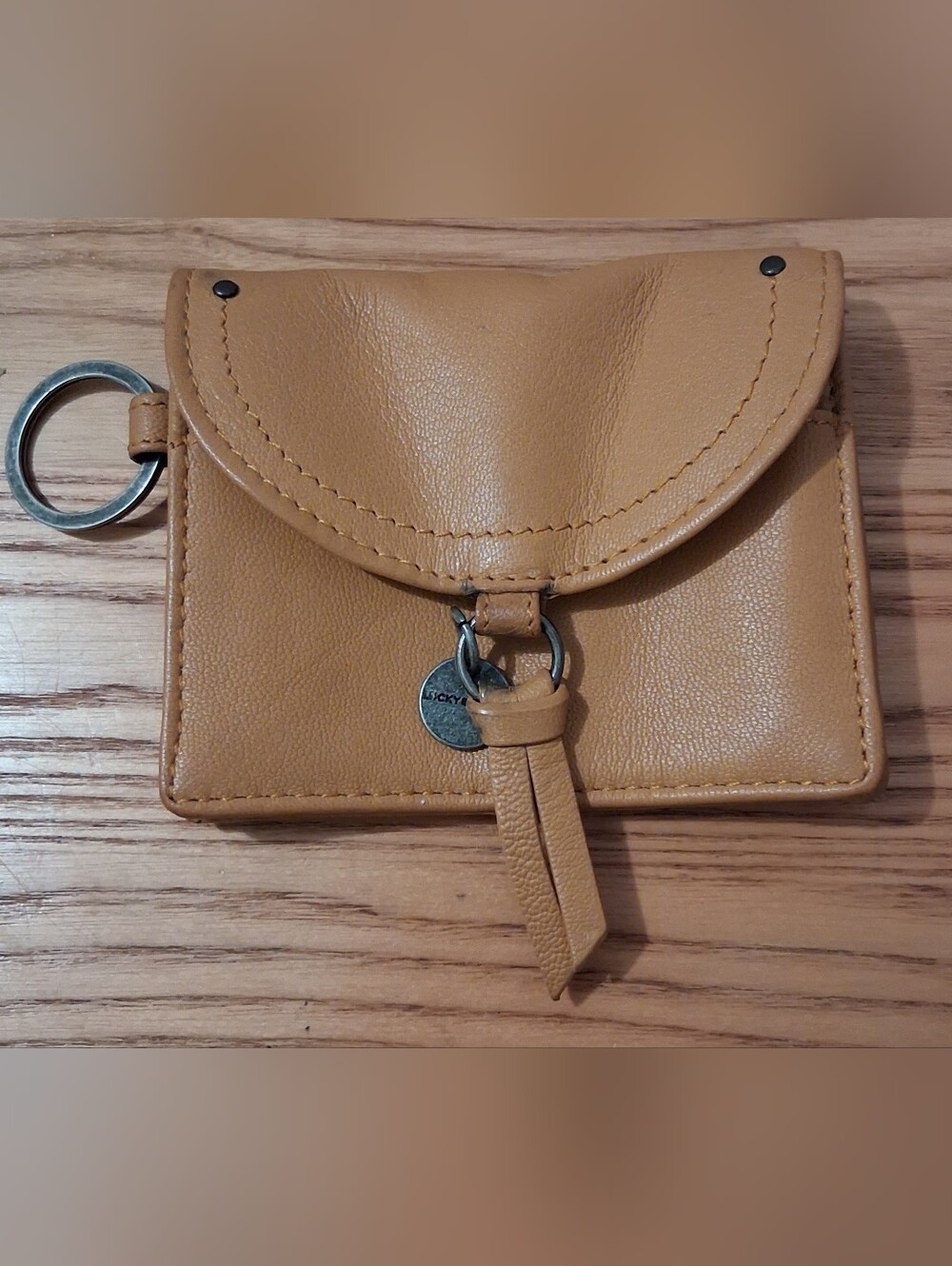 EUC Lucky Brand Rayla Mustard Leather Casual Keychain Key Card Wallet